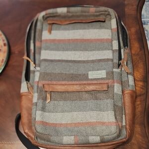 Elegant Striped Men's Backpack in Brown and Gray